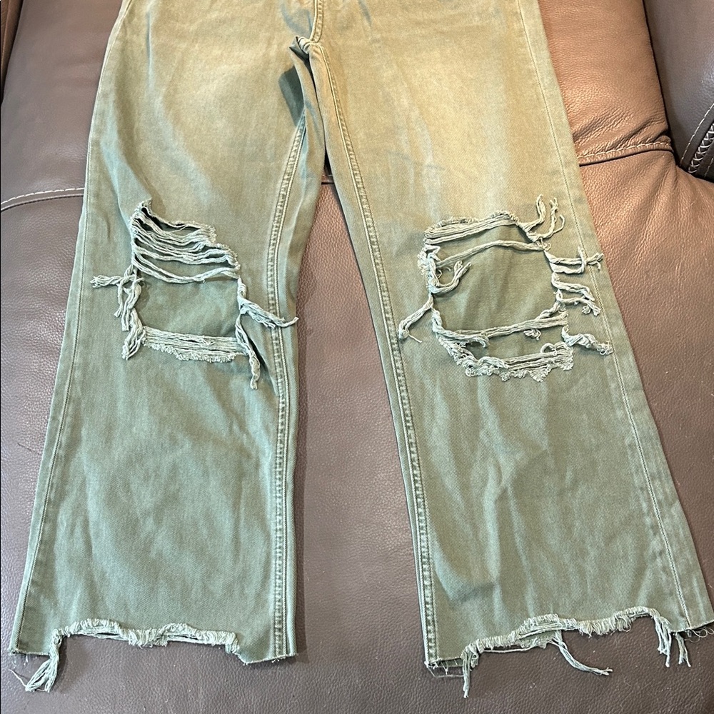 Altar’d State Green Frayed Hem Jeans, size 25”, NWT - Picture 3 of 7